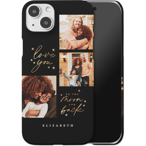 Love To The Moon Sparkle iPhone Case, Slim Case, Matte, iPhone 15 Plus, Black