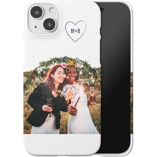 Together Initial Heart iPhone Case, Slim Case, Matte, iPhone 15 Plus, White, white