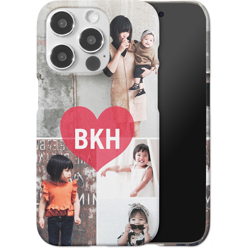 Heart Monogram iPhone Case, Slim Case, Matte, iPhone 15 Pro, Red, cherry