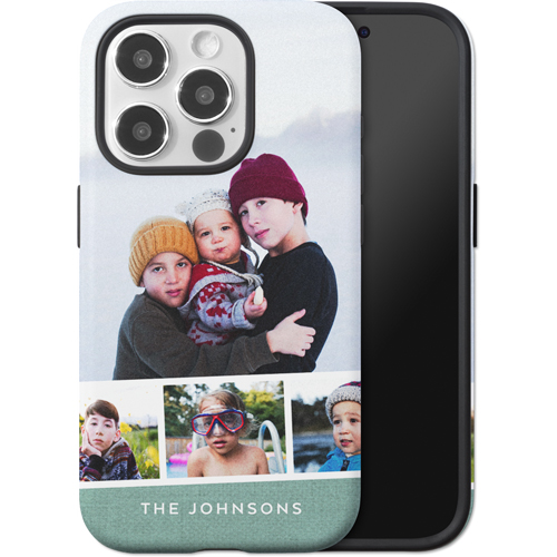 Filmstrip Banner iPhone Case, Silicone Liner Case, Matte, iPhone 15 Pro, Blue, lake