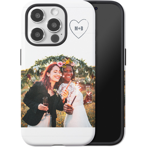 Together Initial Heart iPhone Case, Silicone Liner Case, Matte, iPhone 15 Pro, White, white