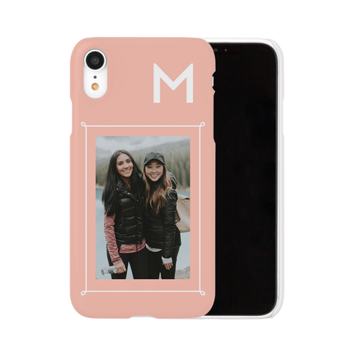 Doodle Border Monogram iPhone Case, Slim Case, Matte, iPhone XR, Pink, priscilla