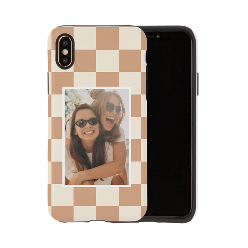 Checkerboard iPhone Case, Silicone Liner Case, Matte, iPhone XS, Beige, antique white