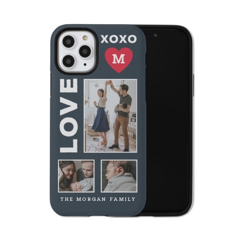 XOXO Heart Grid iPhone Case, Silicone Liner Case, Matte, iPhone 11 Pro, Red
