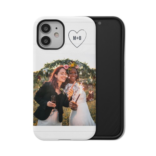 Together Initial Heart iPhone Case, Silicone Liner Case, Matte, iPhone 12, White