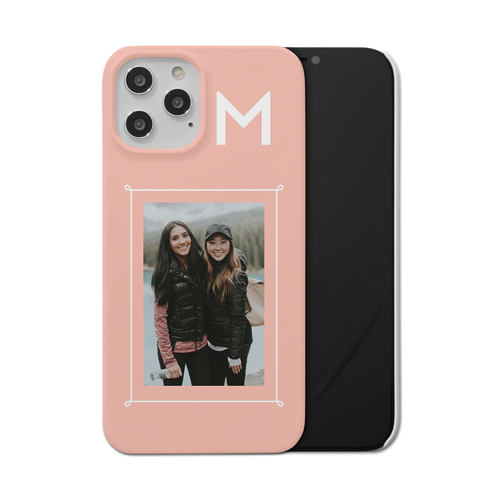 Doodle Border Monogram iPhone Case, Slim Case, Matte, iPhone 12 Pro Max, Pink, priscilla