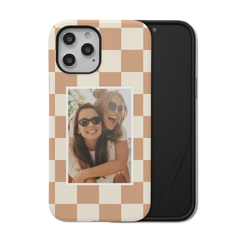Checkerboard iPhone Case, Silicone Liner Case, Matte, iPhone 12 Pro Max, Beige, antique white