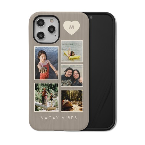 Corner Heart Initial iPhone Case, Silicone Liner Case, Matte, iPhone 12 Pro Max, Beige, antique white