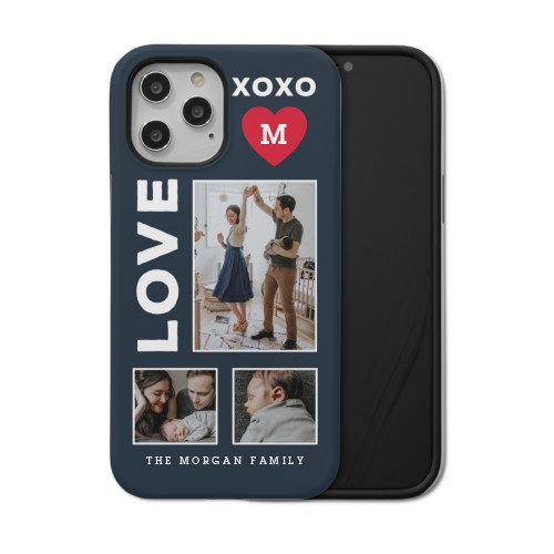 XOXO Heart Grid iPhone Case, Silicone Liner Case, Matte, iPhone 12 Pro Max, Red, fire engine