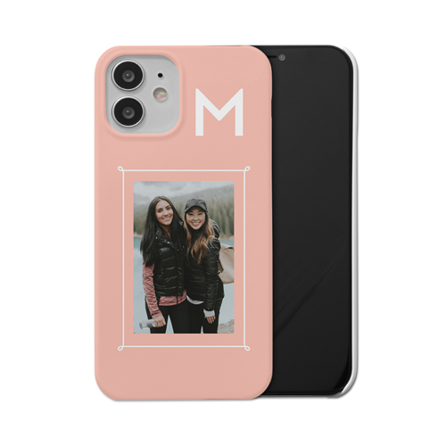 Doodle Border Monogram iPhone Case, Slim Case, Matte, iPhone 12, Pink