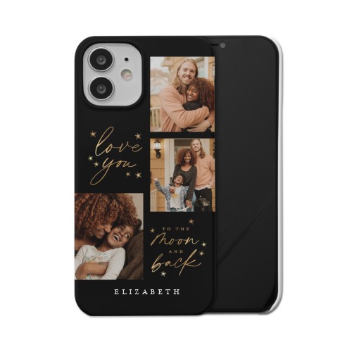 Love To The Moon Sparkle iPhone Case, Slim Case, Matte, iPhone 12, Black, black