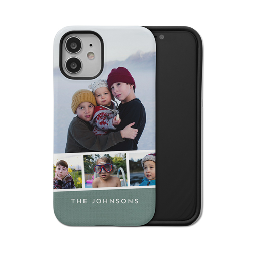 Filmstrip Banner iPhone Case, Silicone Liner Case, Matte, iPhone 12 Mini, Blue, lake