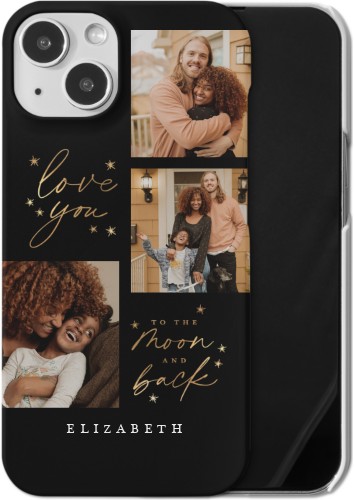Love To The Moon Sparkle iPhone Case, Slim Case, Matte, iPhone 13, Black