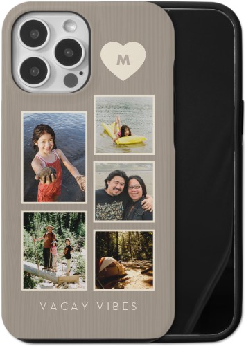 Corner Heart Initial iPhone Case, Silicone Liner Case, Matte, iPhone 13 Pro Max, Beige, antique white