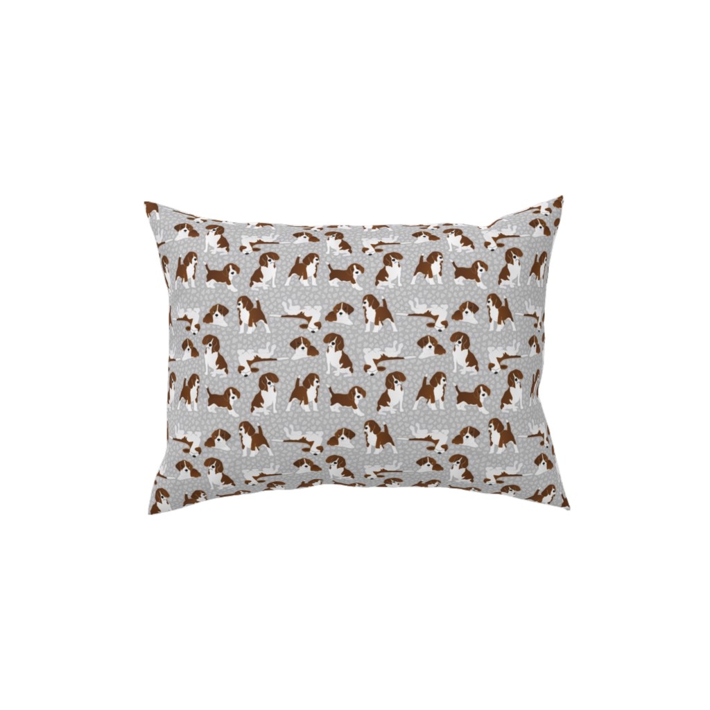 Beagle Dog Pillow, Woven, White, 12x16, Double Sided, Gray