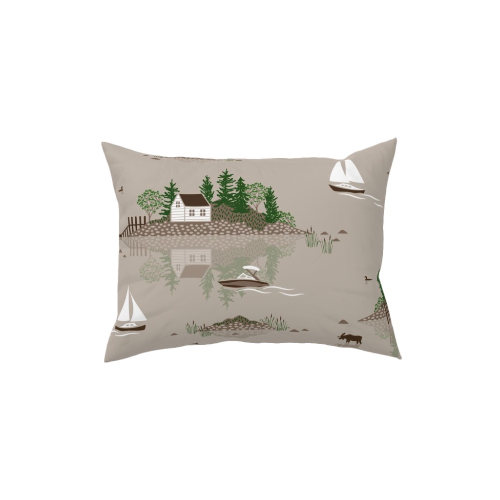 Boats on the Lake - Beige Pillow, Woven, White, 12x16, Double Sided, Beige, Pearl