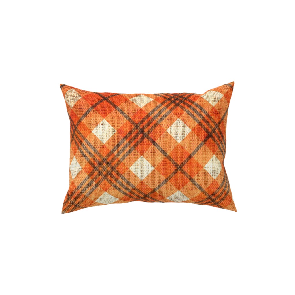 Burlap Plaid - Orange and Grey Pillow, Woven, White, 12x16, Double Sided, Orange, Orange