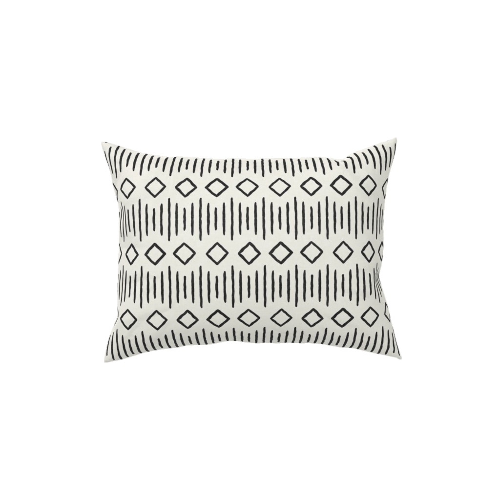 Diamond Fall - Mud Cloth - Onyx on Bone - Mudcloth Farmhouse Tribal - Lad19bs Pillow, Woven, White, 12x16, Double Sided, Beige, Pearl