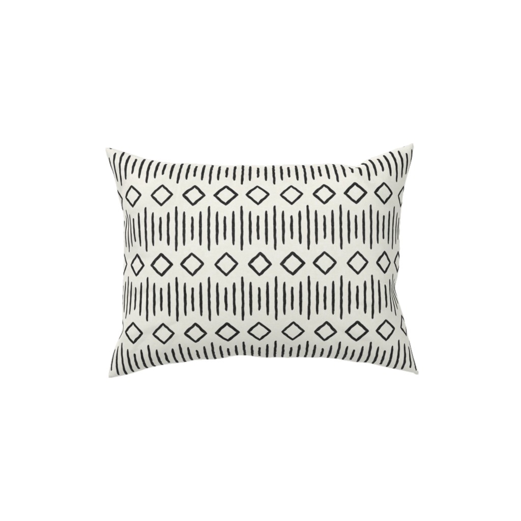 Diamond Fall - Mud Cloth - Onyx on Bone - Mudcloth Farmhouse Tribal - Lad19bs Pillow, Woven, White, 12x16, Double Sided, Beige