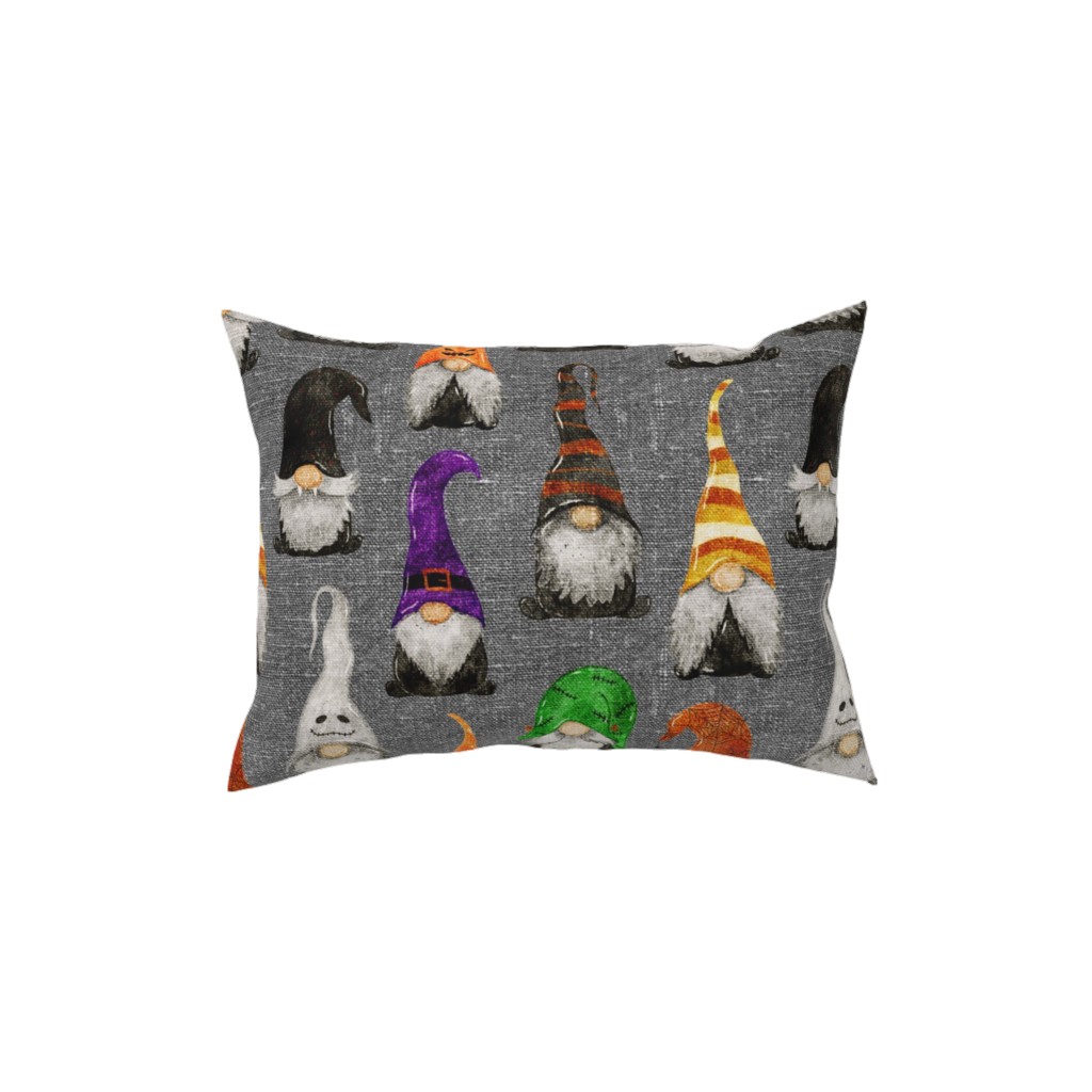 Halloween Gnomes - Grey Pillow, Woven, White, 12x16, Double Sided, Multicolor