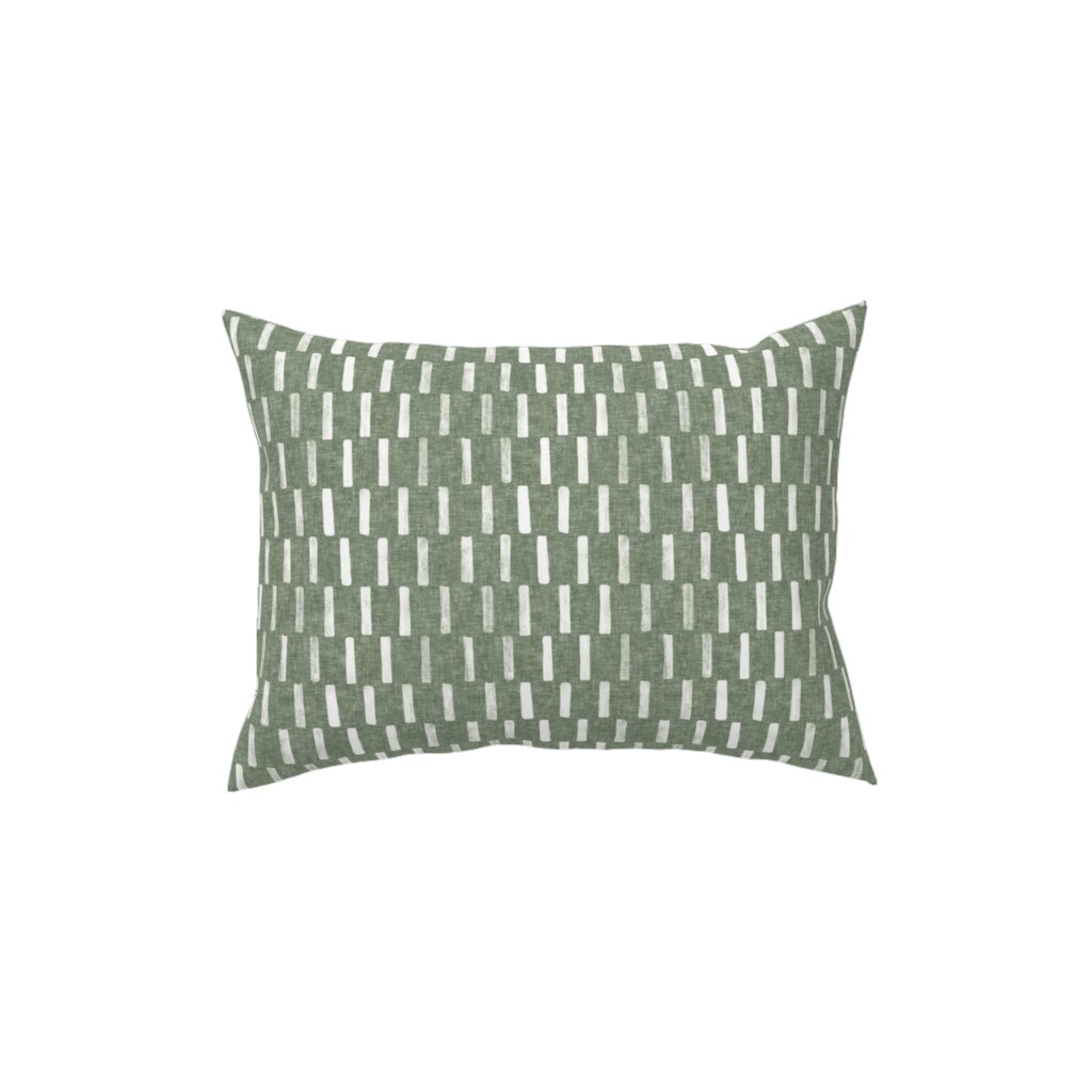 Block Print Dash - Sage Pillow, Woven, White, 12x16, Double Sided, Green