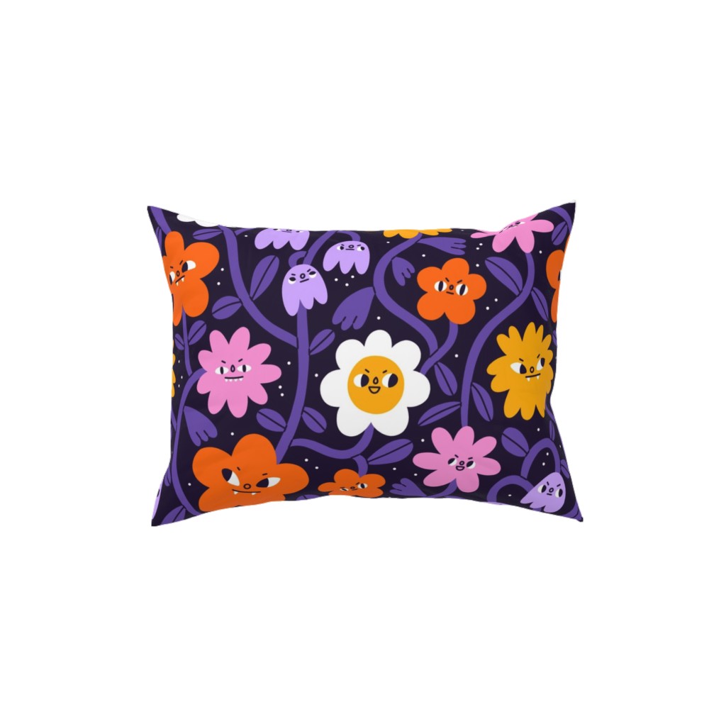 Extremely Wicked and Shockingly Evil Halloween Garden - Purple Pillow, Woven, White, 12x16, Double Sided, Purple