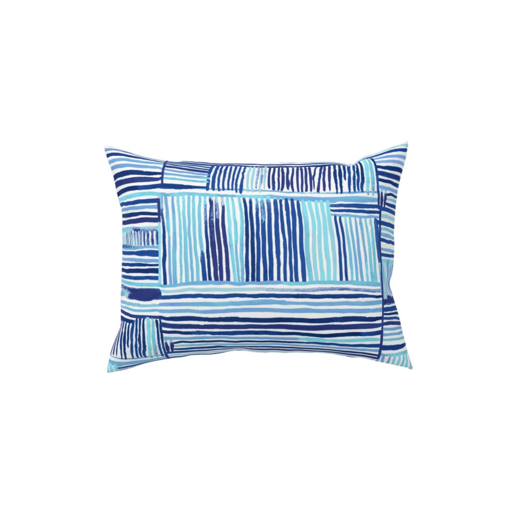 Linear Meditation Pillow, Woven, White, 12x16, Double Sided, Blue, Boardwalk