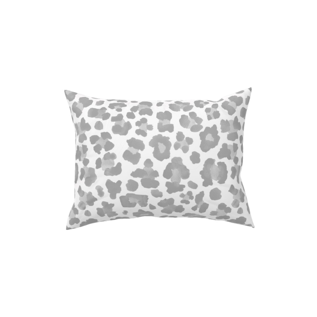 Light Grey Leopard Print Pillow, Woven, White, 12x16, Double Sided, Gray