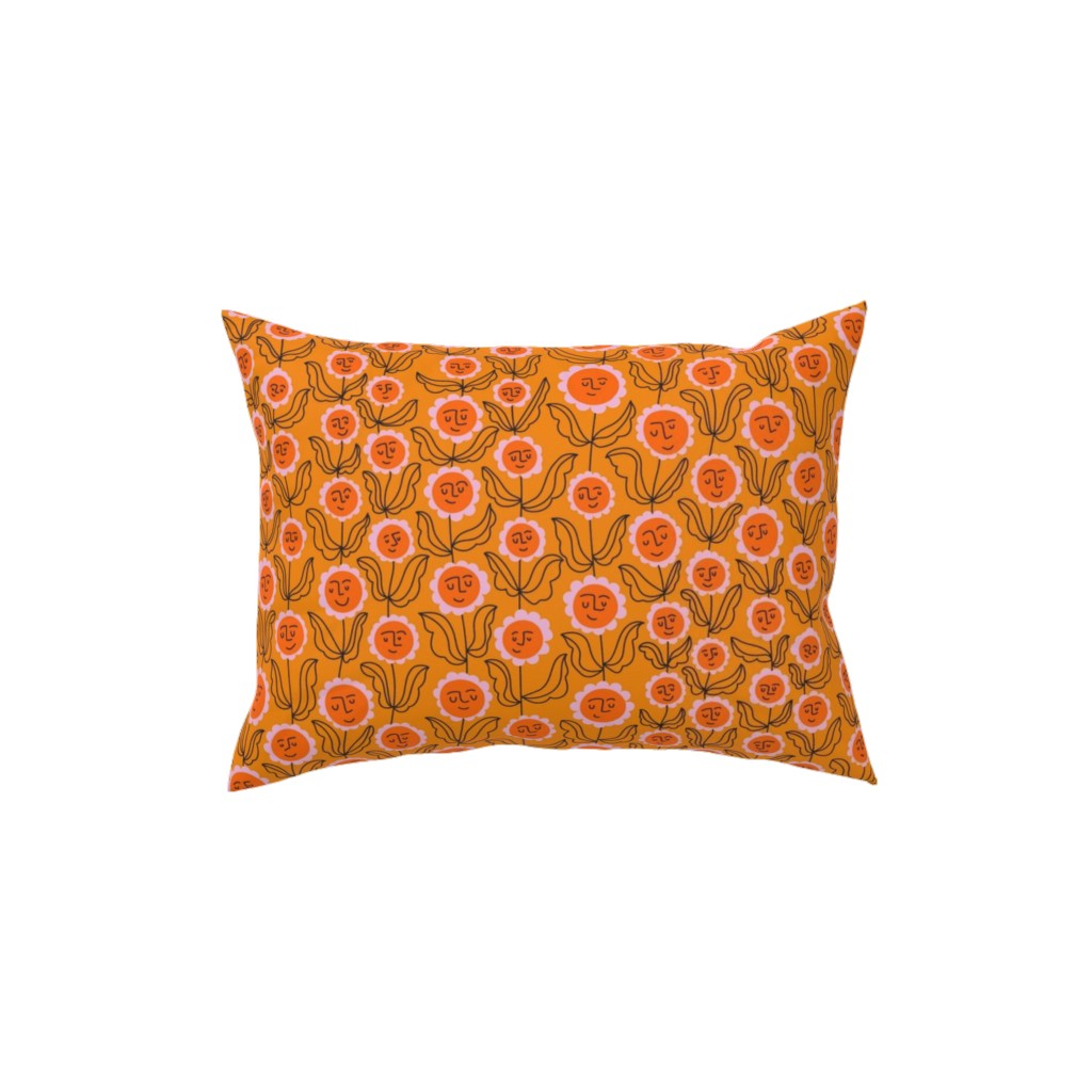 Happy Marigold Vine - Orange Pillow, Woven, White, 12x16, Double Sided, Orange