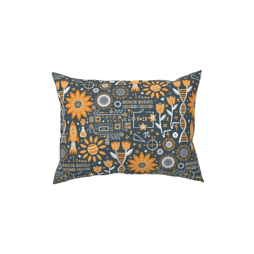 Flowers and Stem Pillow, Woven, White, 12x16, Double Sided, Yellow