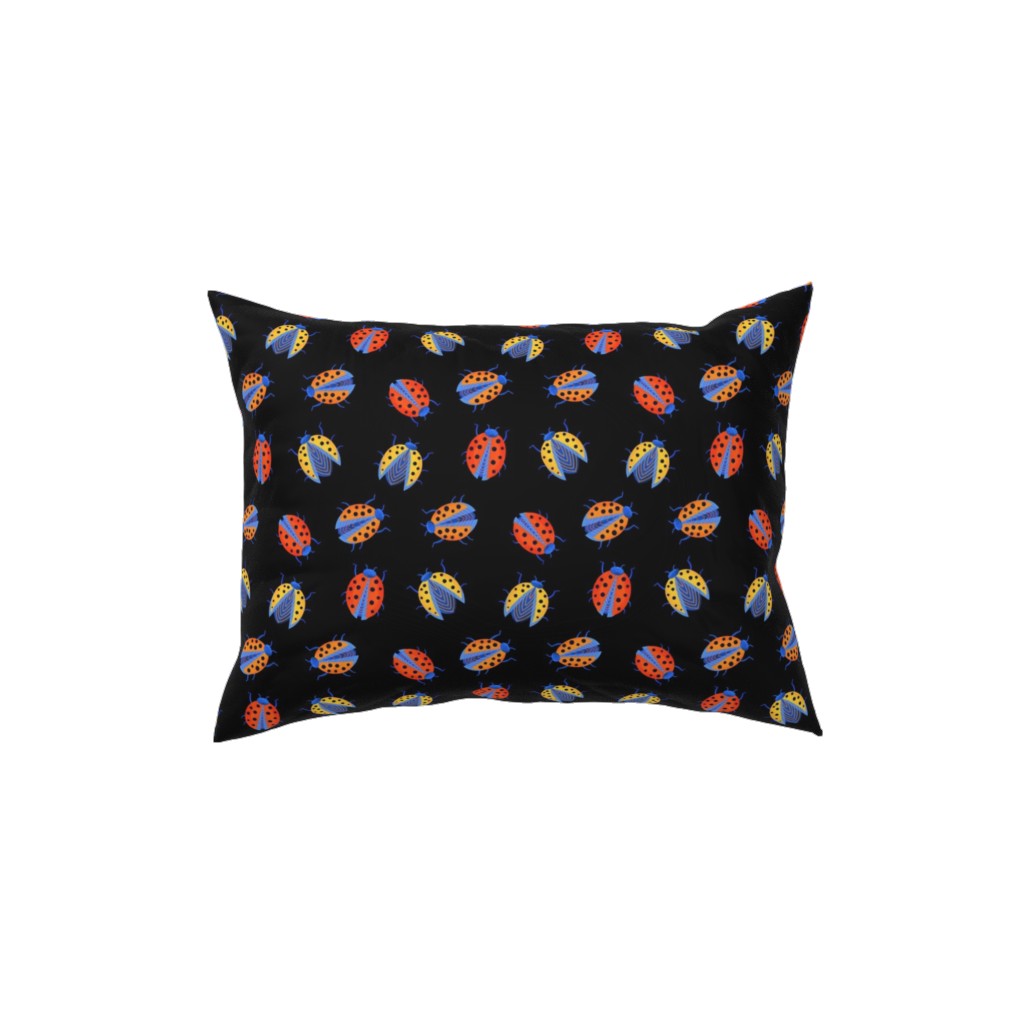 Classic Ladybugs Pillow, Woven, White, 12x16, Double Sided, Multicolor, Black