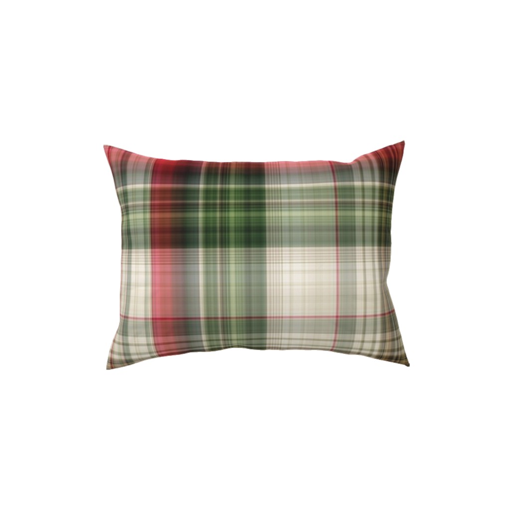 Christmas Plaid - Green, White and Red Pillow, Woven, White, 12x16, Double Sided, Green