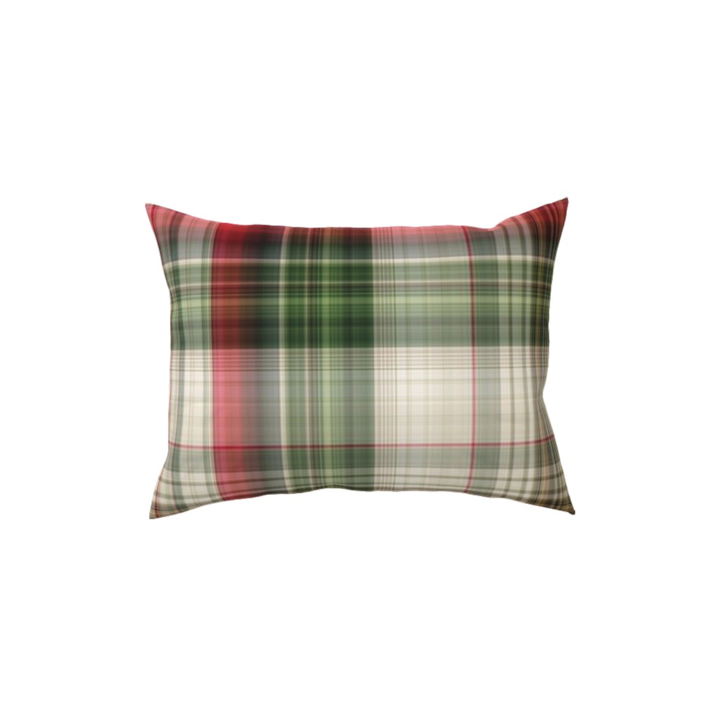 Christmas Plaid - Green, White and Red Pillow, Woven, White, 12x16, Double Sided, Green, Classic Green