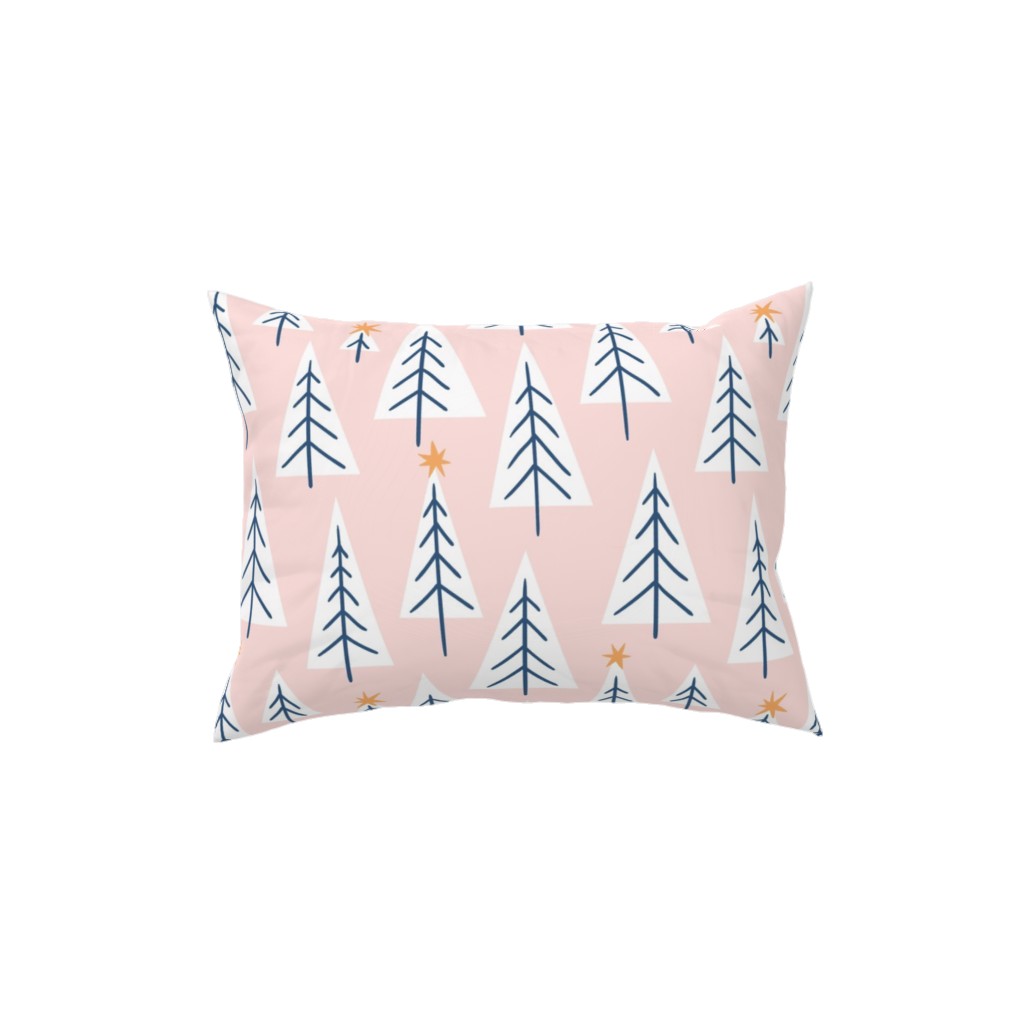 Christmas Tree Forest - Pink Pillow, Woven, White, 12x16, Double Sided, Pink, Bright Pink
