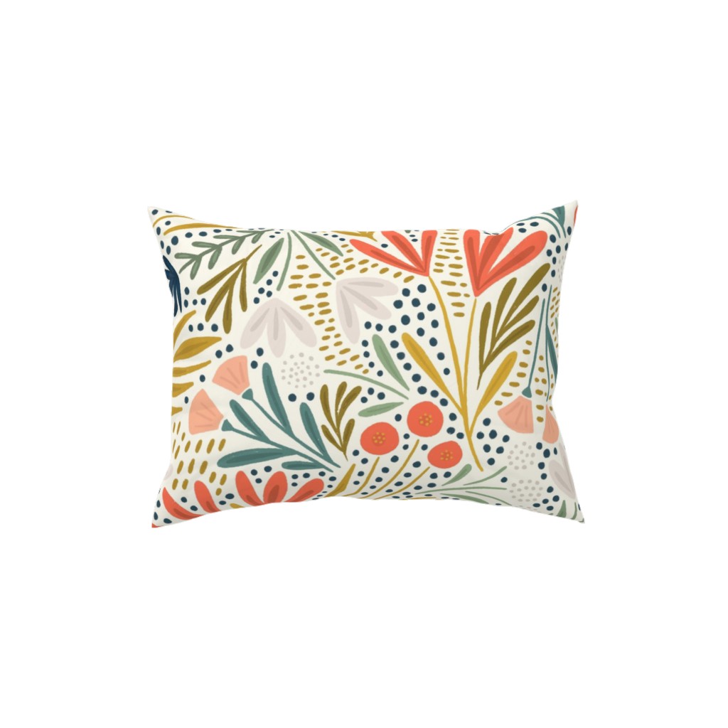 Henrietta Floral - Light Pillow, Woven, White, 12x16, Double Sided, Multicolor
