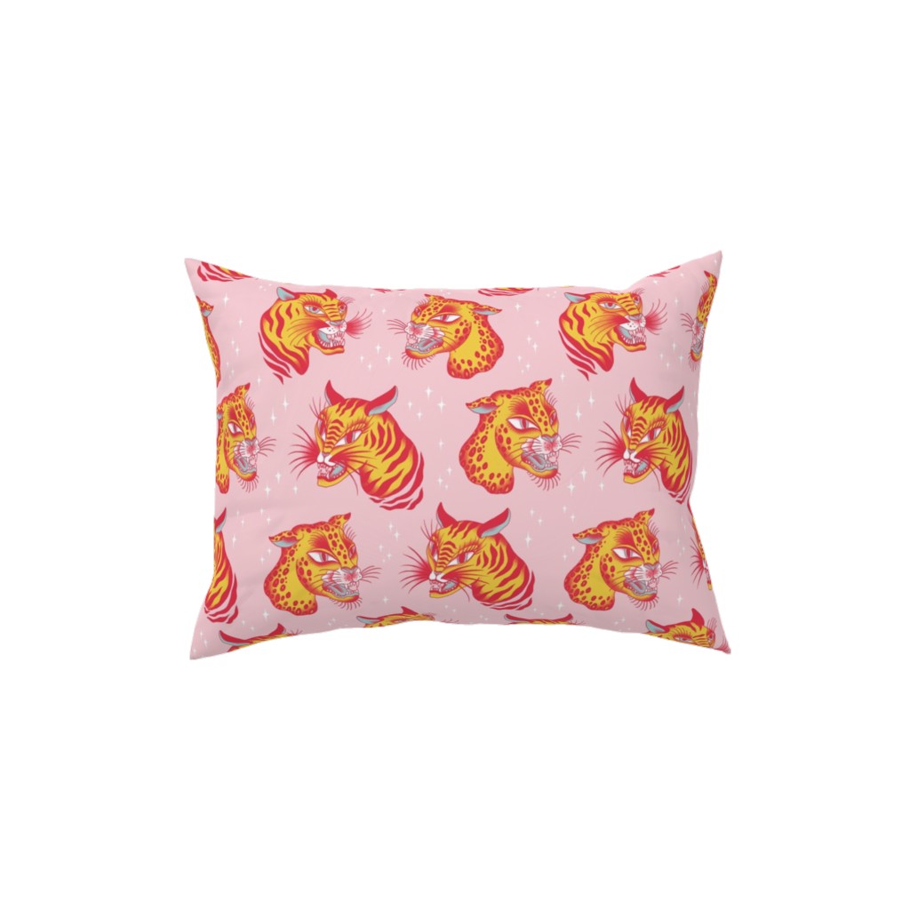 Tigerpop - Orange and Pink Pillow, Woven, White, 12x16, Double Sided, Pink