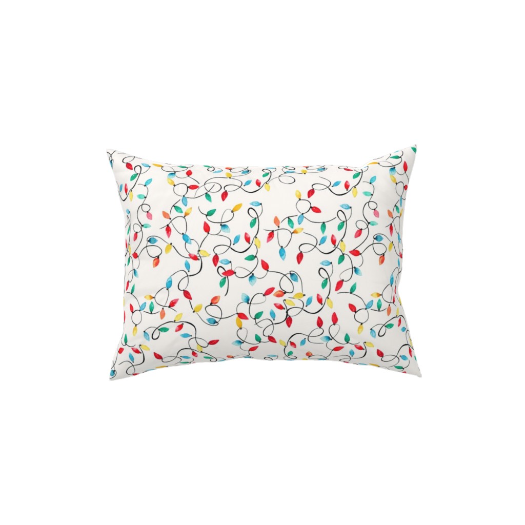 Christmas Lights Decoration - Multi Pillow, Woven, White, 12x16, Double Sided, Multicolor