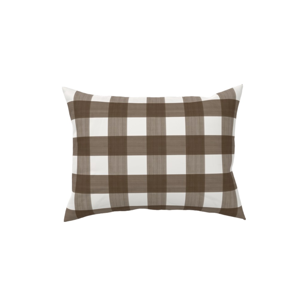 Cross Hatch Plaid Pillow, Woven, White, 12x16, Double Sided, Brown