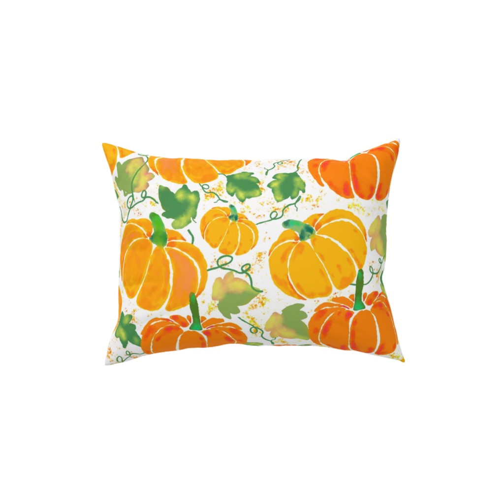 Pumpkin Dance Pillow, Woven, White, 12x16, Double Sided, Orange, Orange