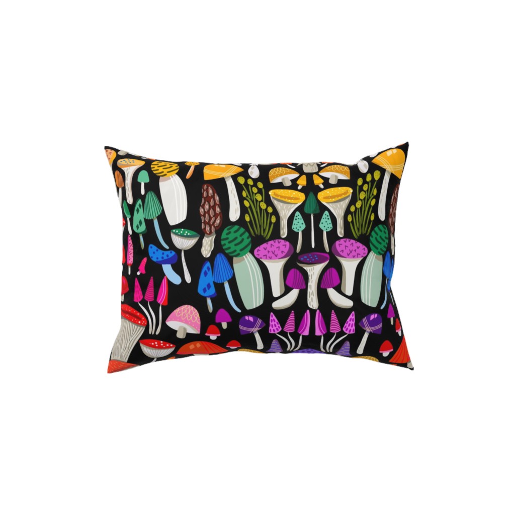 Magic Mushrooms - Multicolor Pillow, Woven, White, 12x16, Double Sided, Multicolor