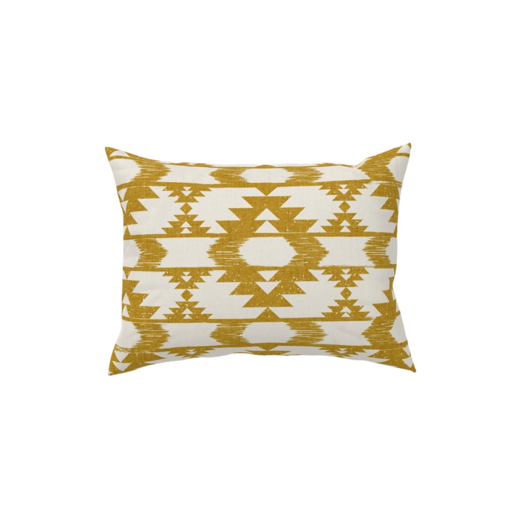 Modern Tribal Abstract Geometric - Yellow and White Pillow, Woven, White, 12x16, Double Sided, Yellow