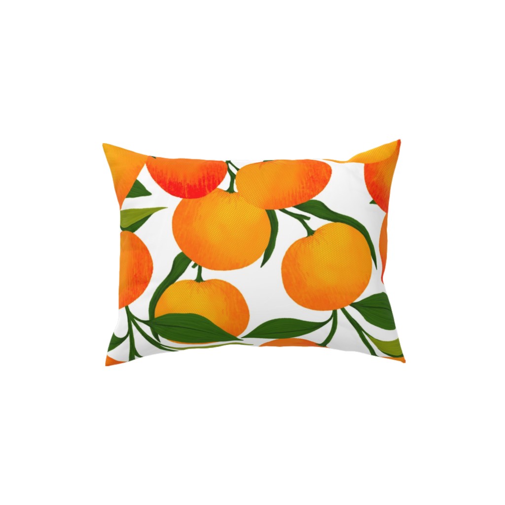 Tangerine Dreams - Orange on White Pillow, Woven, White, 12x16, Double Sided, Orange, Orange