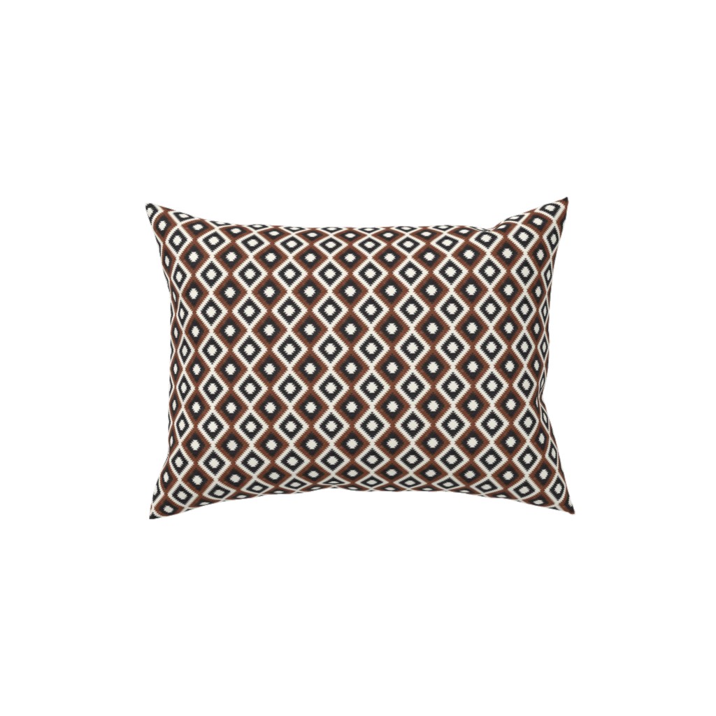 Aztec Pillow, Woven, White, 12x16, Double Sided, Brown