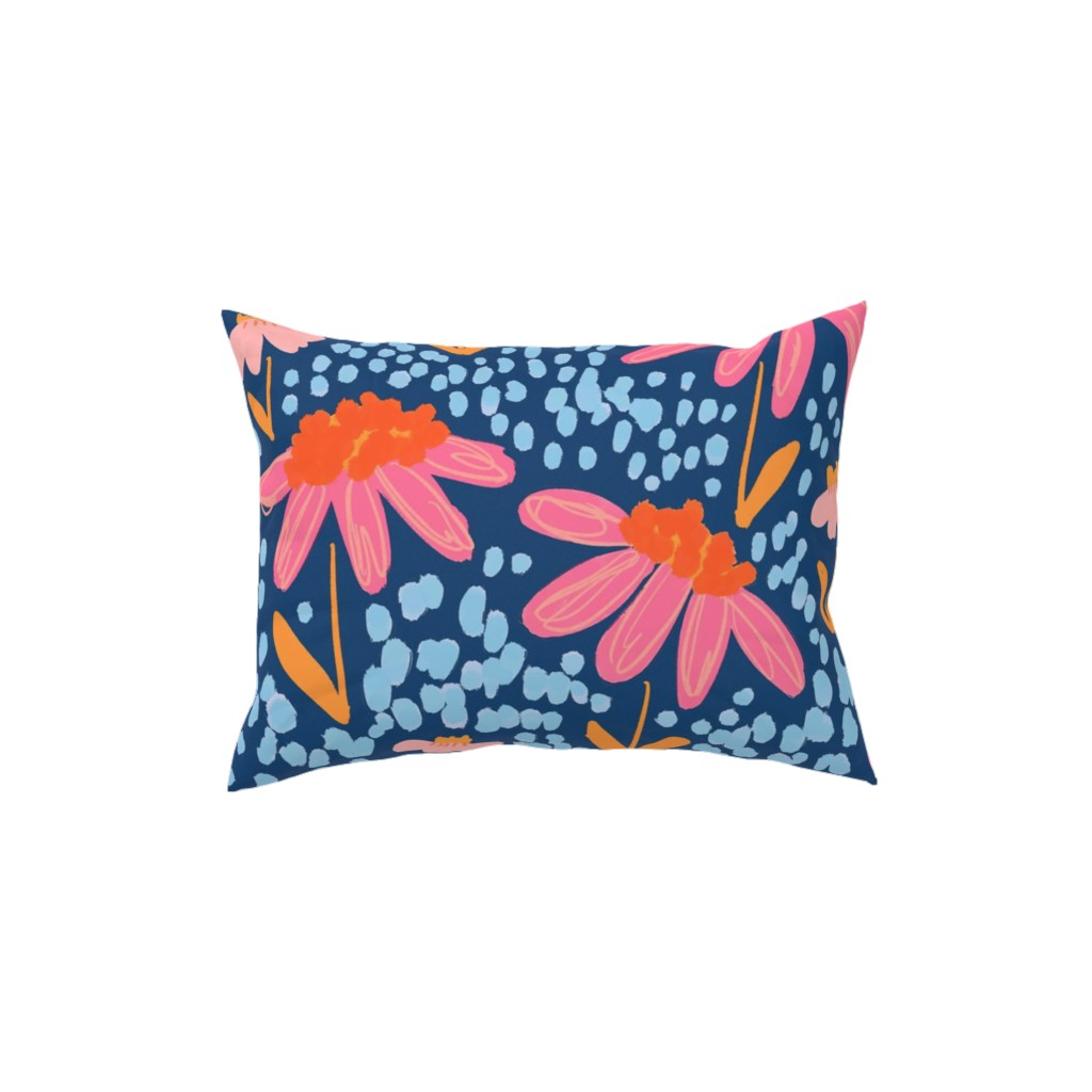 Spring Showers - Blue Pillow, Woven, White, 12x16, Double Sided, Blue, True Blue