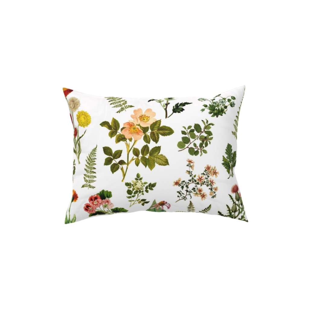 Lil Botanicals - White Pillow, Woven, White, 12x16, Double Sided, Green