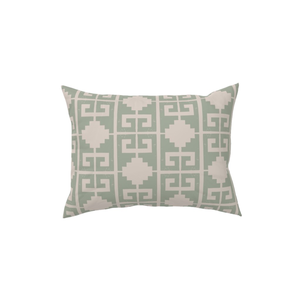 Greek To Me - Green on Cream Pillow, Woven, White, 12x16, Double Sided, Green