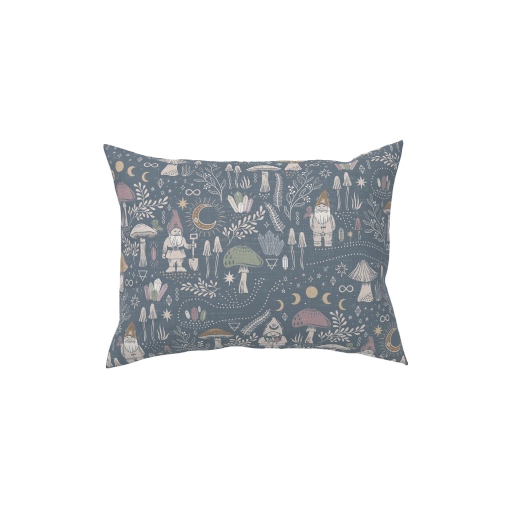 Magical Forest Gnomes - Earthy Blue Pillow, Woven, White, 12x16, Double Sided, Blue, True Blue