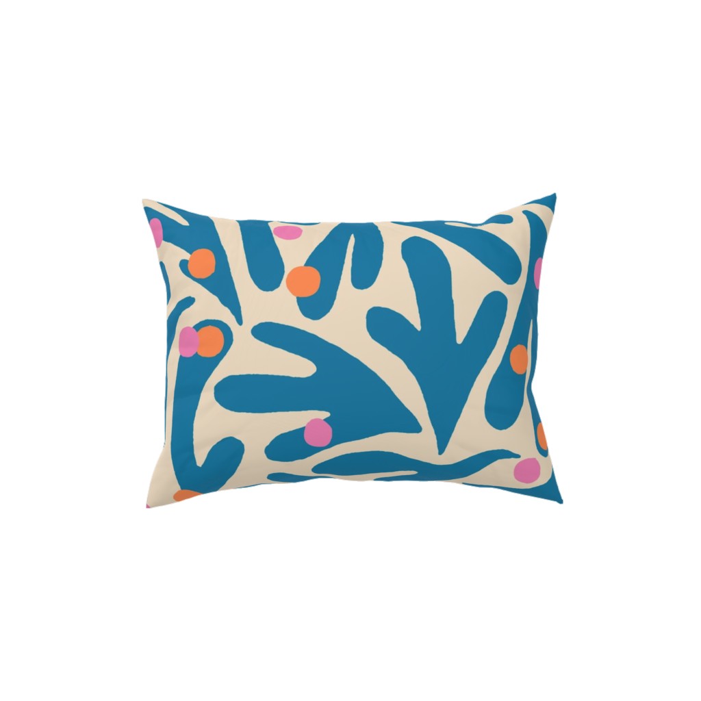 Funky Floral - Blue and White Pillow, Woven, White, 12x16, Double Sided, Blue