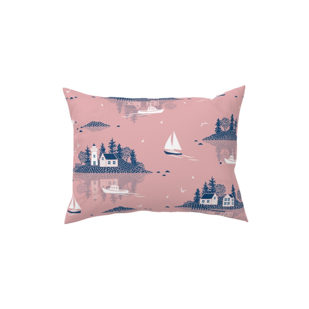 Maine Islands - Pink Pillow, Woven, White, 12x16, Double Sided, Pink, Bright Pink