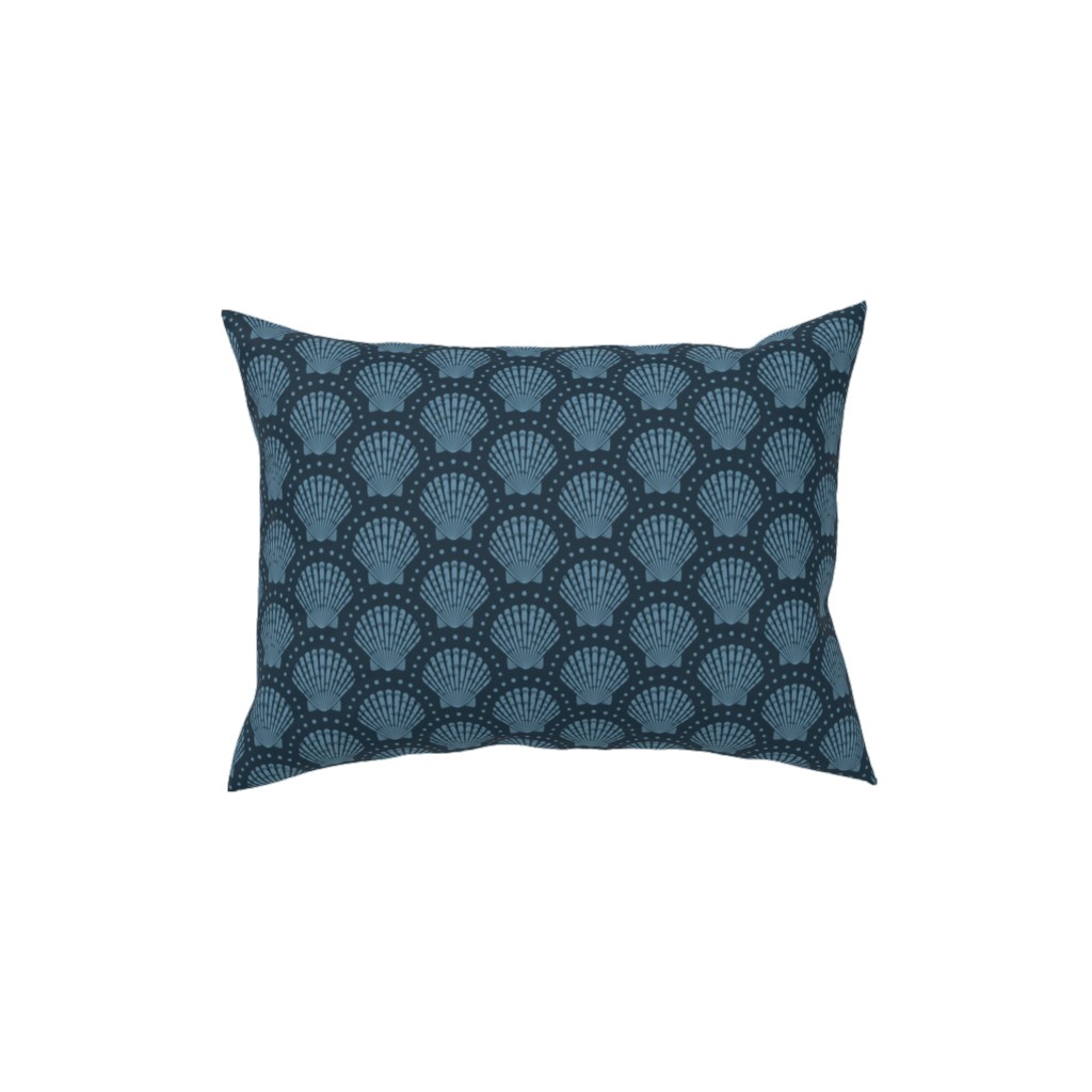 Pretty Scallop Shells - Navy Blue Pillow, Woven, White, 12x16, Double Sided, Blue